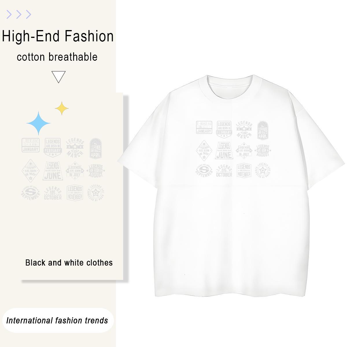 Comfortable Unisex Tshirts 100% Cotton 230g letter Home Outdoor T shirt O Neck Short Sleeves Cartoon Printing L-4XL Tops