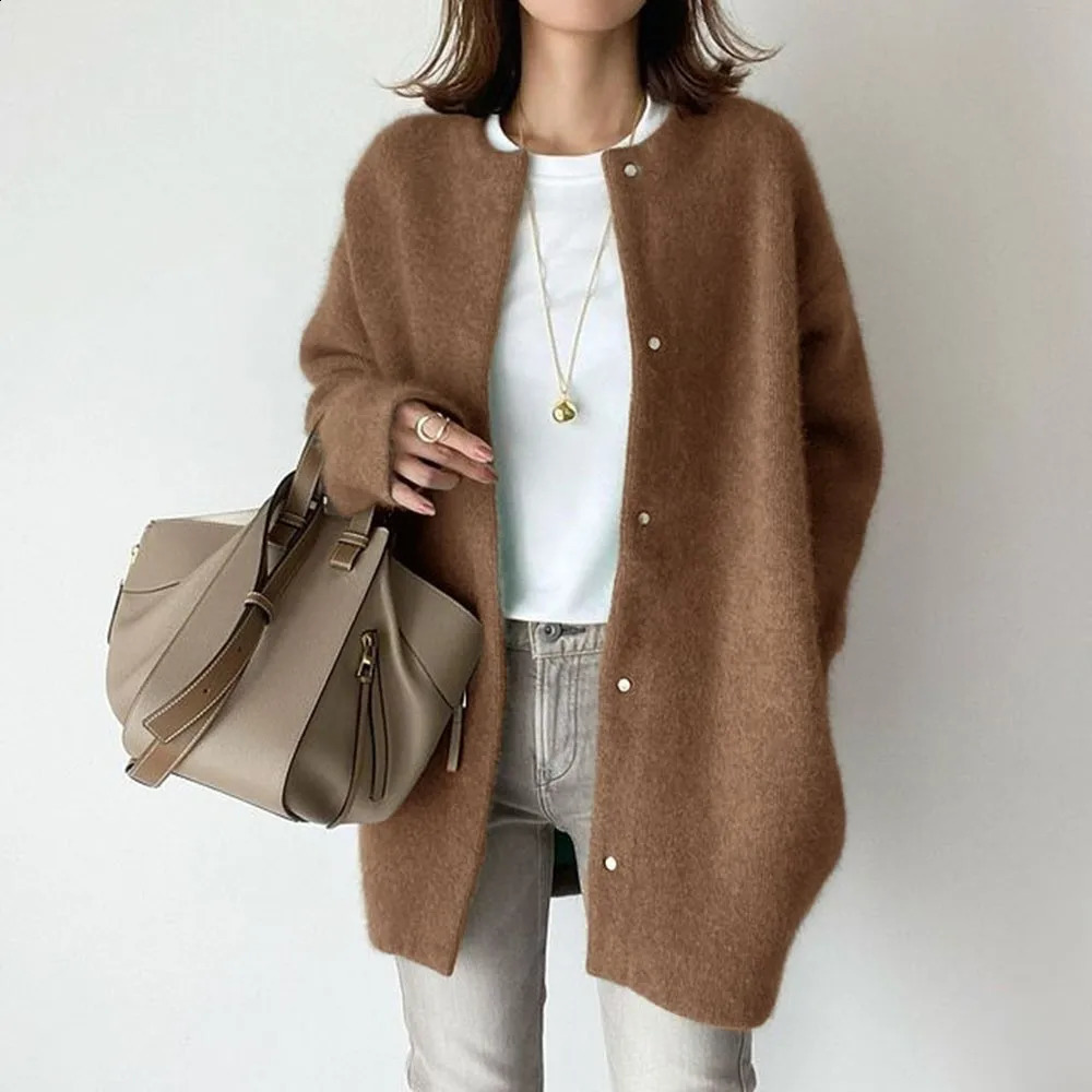 Vintage Japanese Knitted Cardigan Women Harajuku Oversize Sweater Jacket Korean Loose Casual Knitwear Tops Female Y2K Streetwear 240824