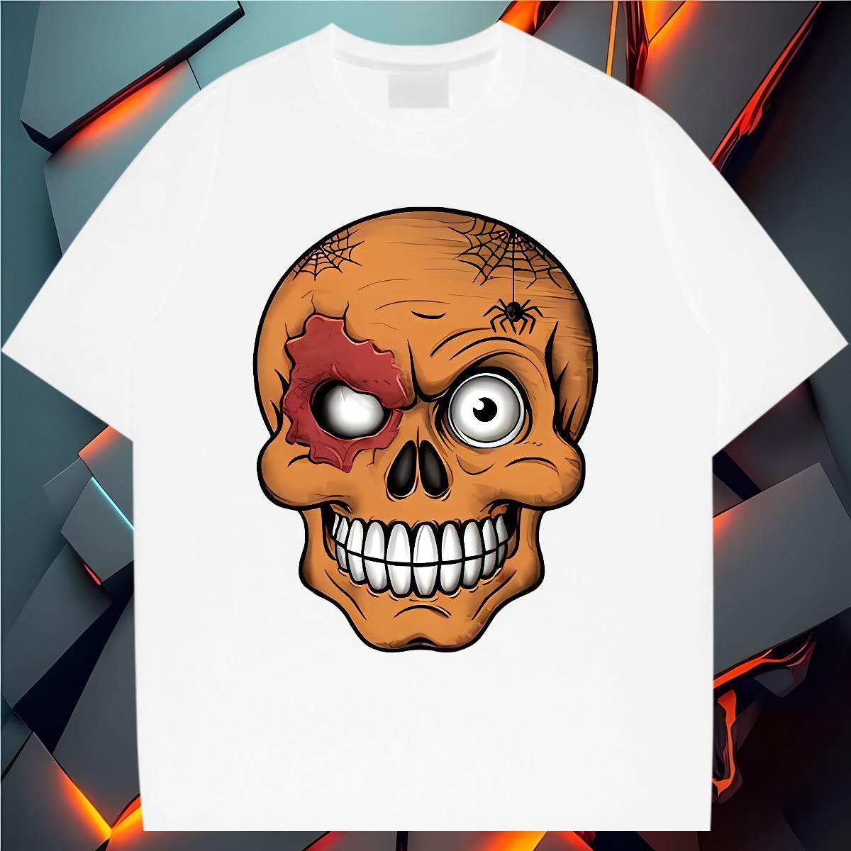 Soft Man T Shirts 230g 100% Cotton skull Beach Custom Print Oversized Breathable Short Sleeve Mens Tshirts Fashion Design Top Tees