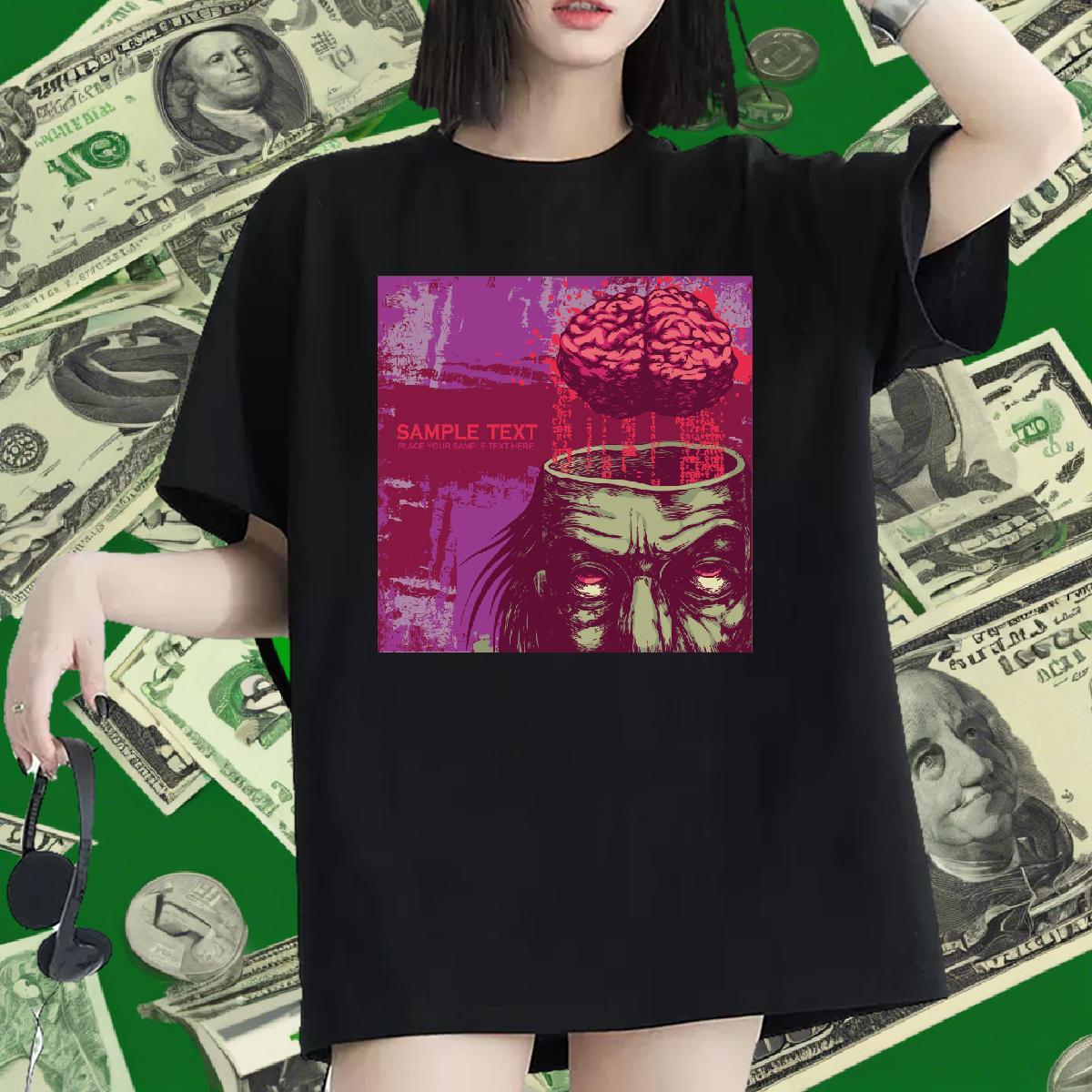 5A Woman Tshirt 230g 100% Cotton scary High Street Hip Hop T Shirts Women Breathable Soft Custom Printing Top Tees