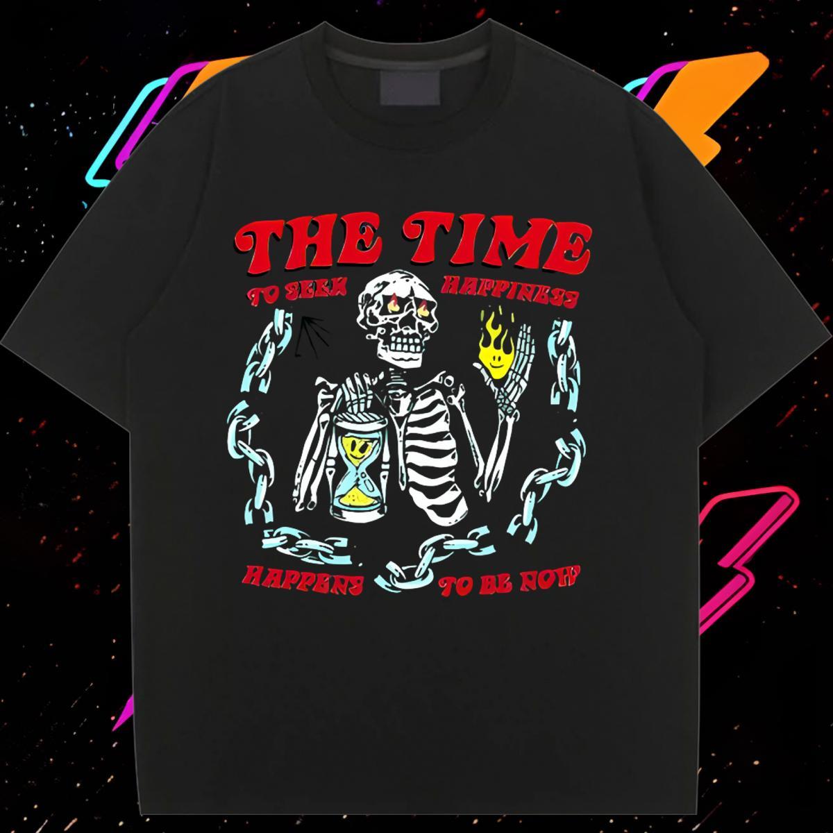 Free Shipping Couples T Shirts 230g 100% Cotton skull Casual Beach T Shirts Women Crew Neck Breathable Black Oversized Clothings