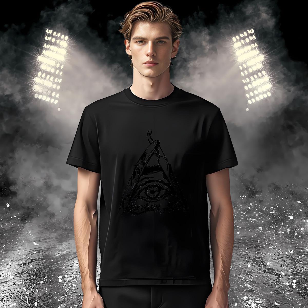 High Quality T-Shirts for Men 100% Cotton 230g eye of the devil High Street Hip Hop Cartoon Print O Neck Short Sleeves Men Tops Tees Classic Casual We