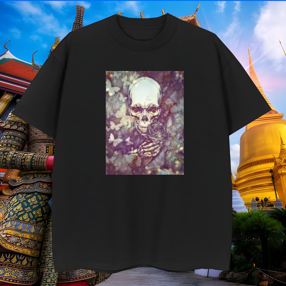 Classic T shirt 100% Cotton 230g skull Sports Casual Anime Print Breathable Men Tshirts Fashion Polos