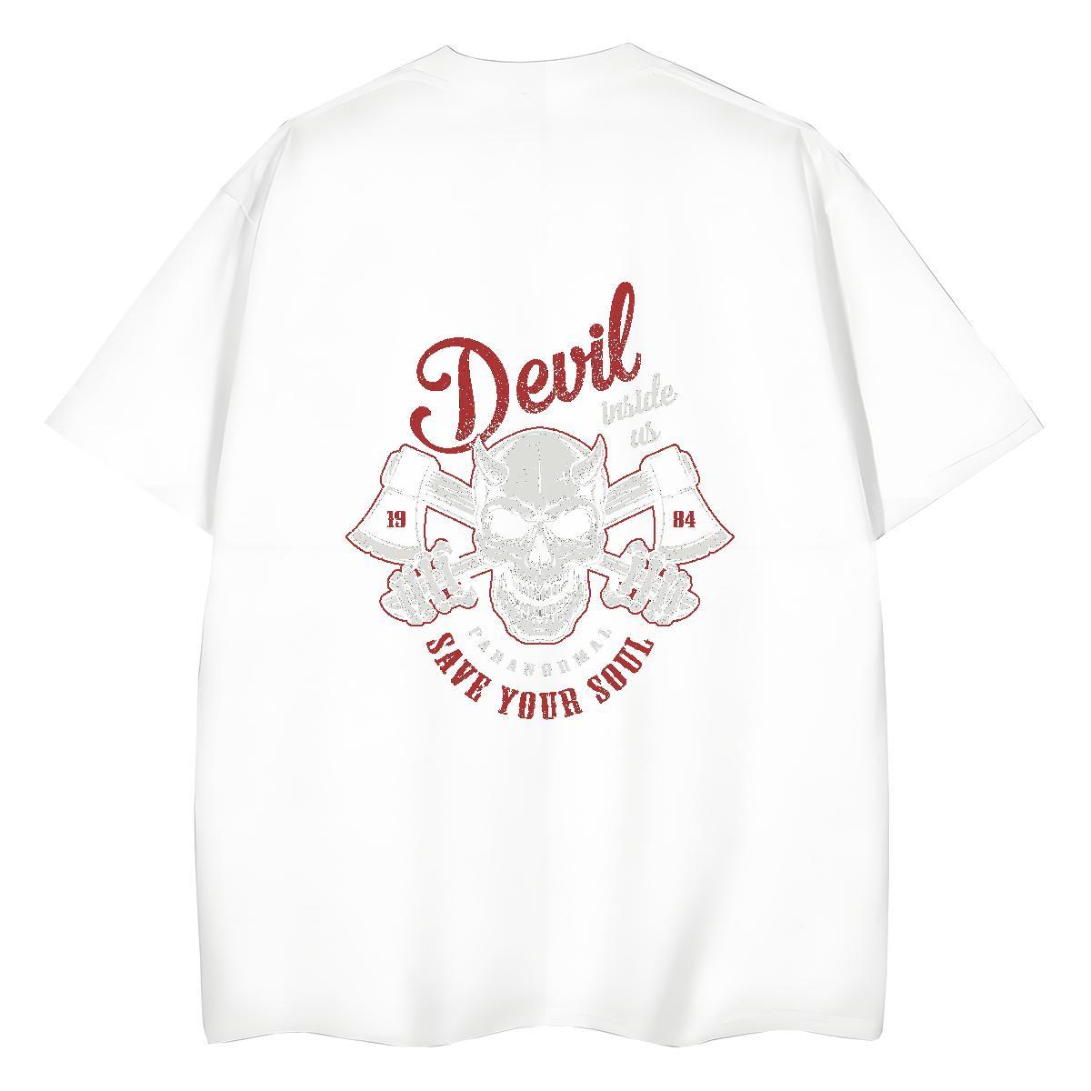 Unisex Mens T Shirts 230g 100% Cotton skull Anime Printing Street Custom Big Size Crew Neck Couples T Shirts Fashion Clothings