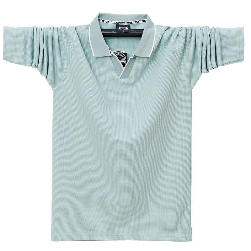 Fashion Solid Comfortable Polo Shirt Men Korean Casual Clothing Long Sleeve Fit Slim Man Polo Shirt Button Collar Tops 6XL 240824