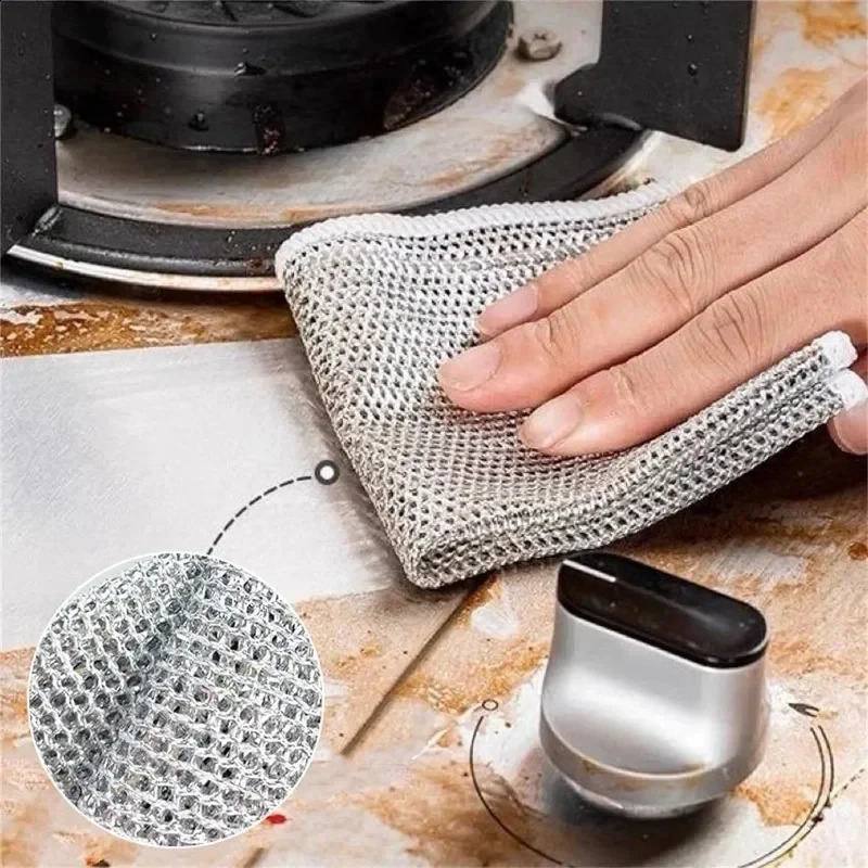 201 piece of magic cleaning cloth thickened singlesided metal wire kitchen utensil pot dishwasher towel tool 240824