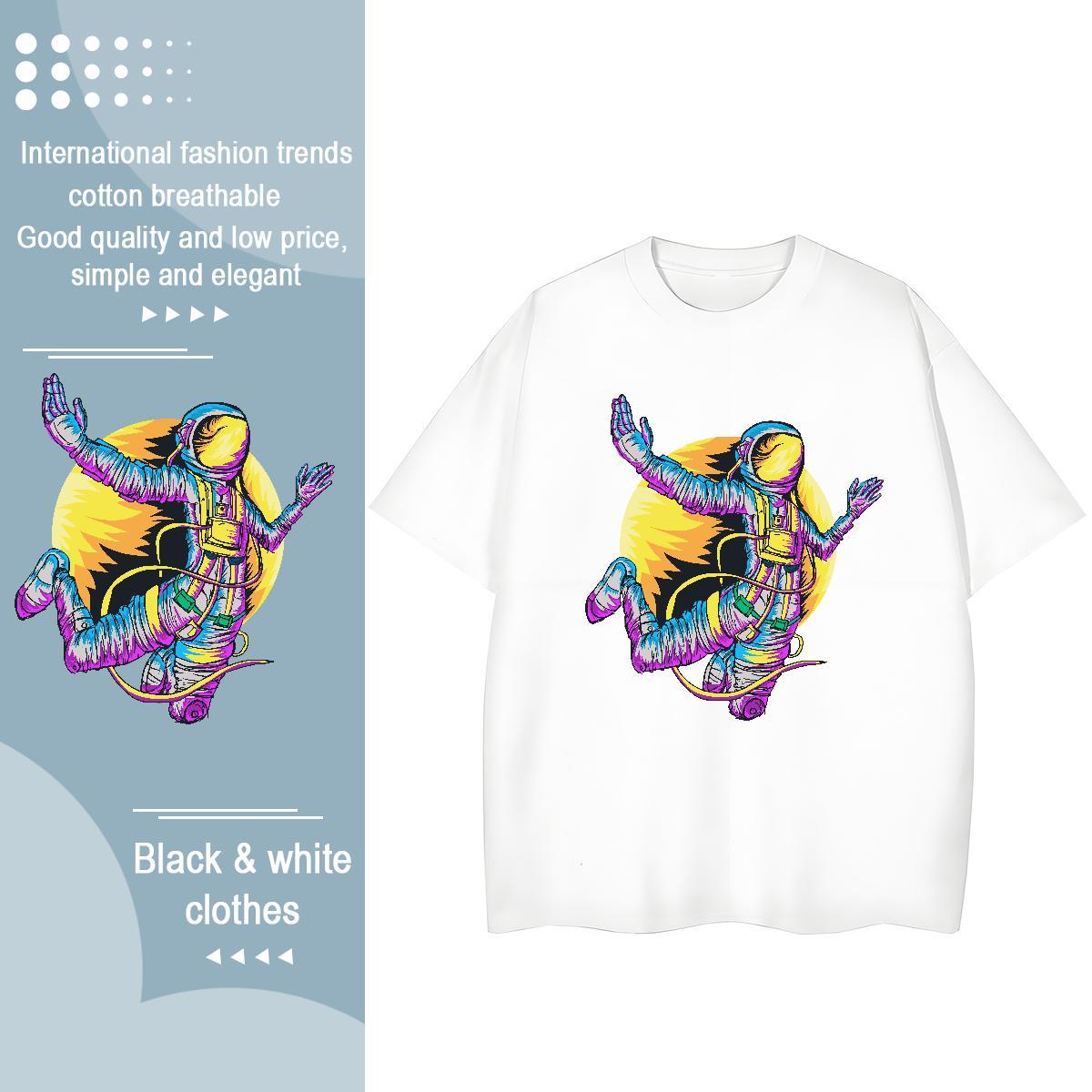 Designer Tshirt for Man Woman 230g 100% Cotton cosmonaut Daily Outfit Womens T Shirts Round Neck Short Sleeve Skull Tee Shirt