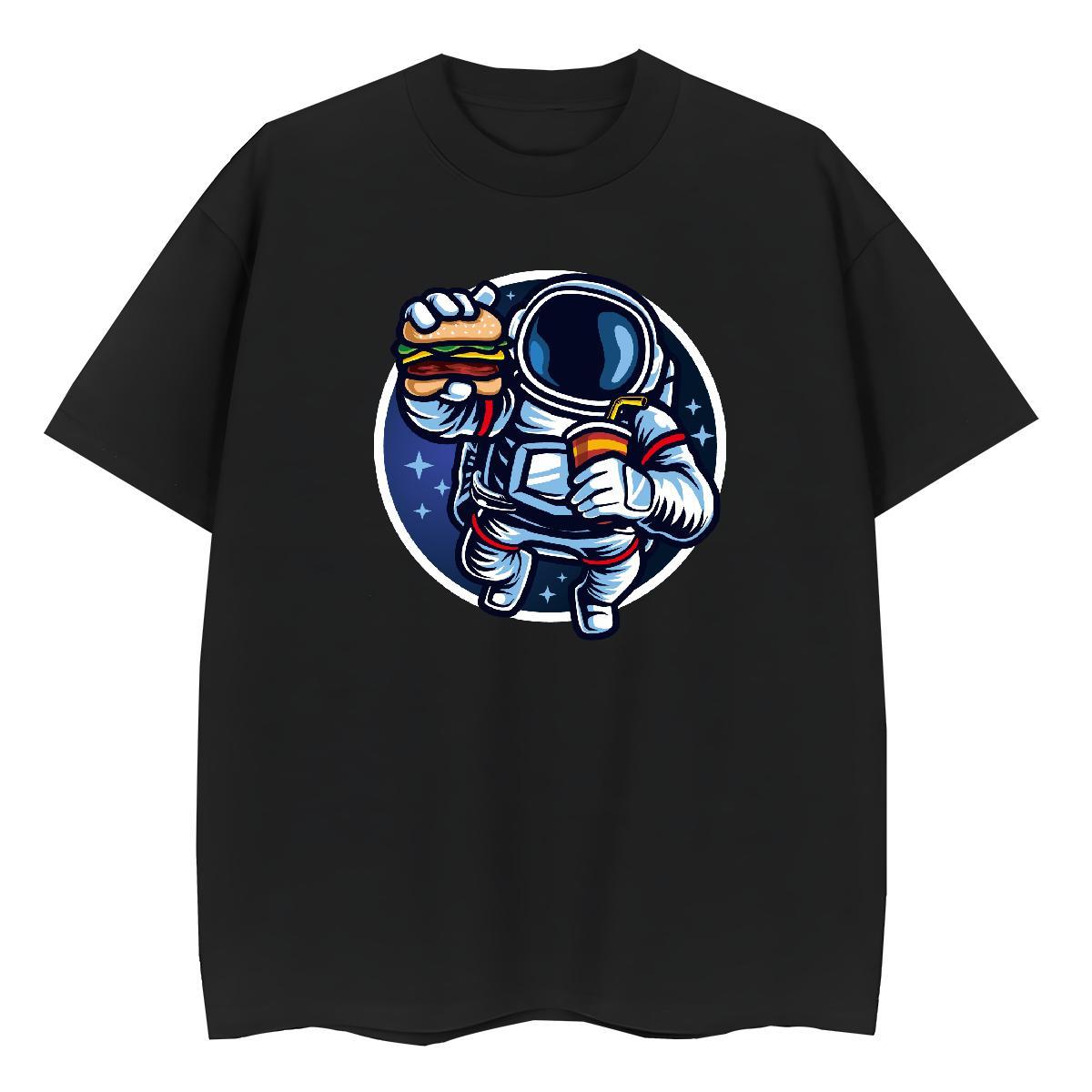 5A Women Tees 230g 100% Cotton cosmonaut Street Women T Shirts Breathable Short Sleeve Cartoon Print Tops Tees