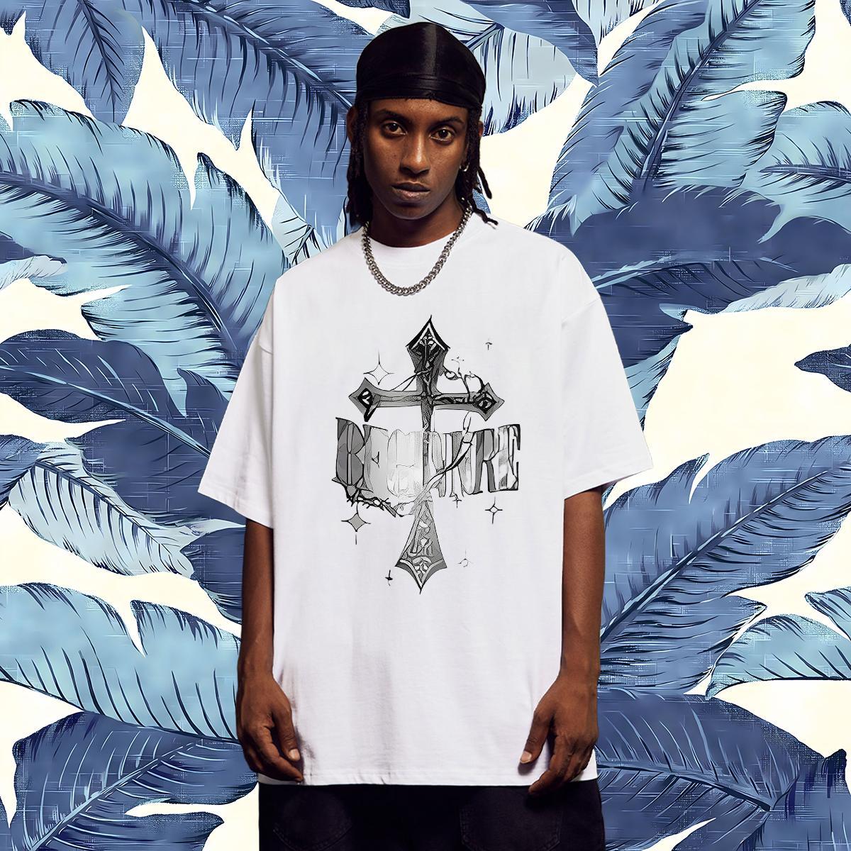Unisex Man T Shirts 230g Cotton The Cross Street Custom Print Plus Size Crew Neck Breathable Men Tshirts Wholesale Tees Shirts