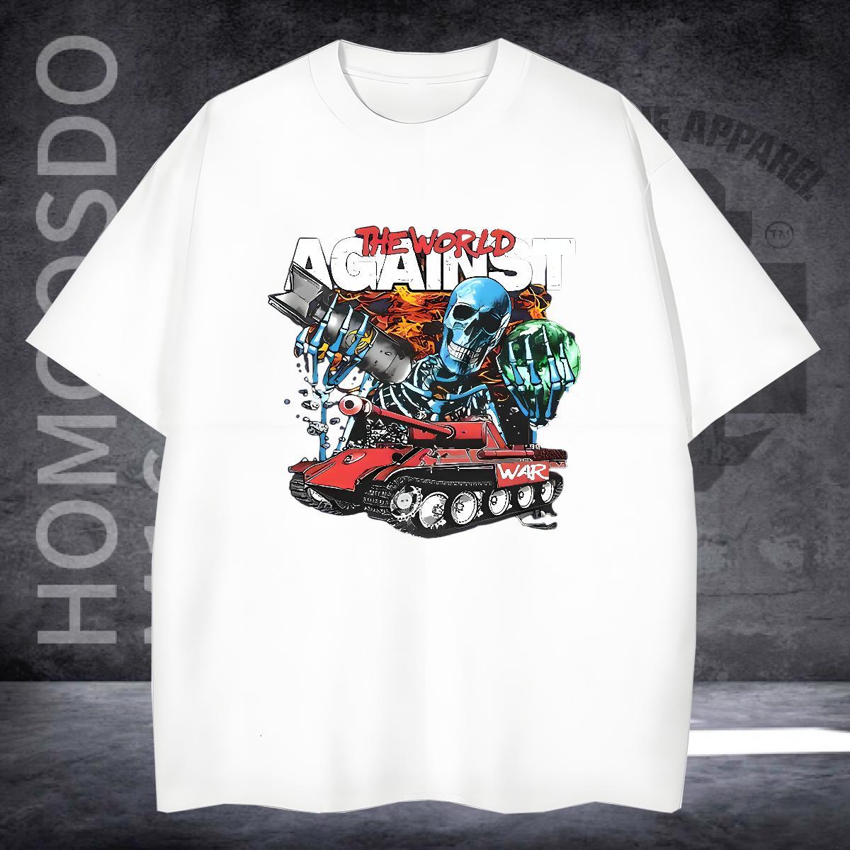 Brand Men T Shirts 230g 100% Cotton skull Street Casual Oversized Breathable Men Tshirts Wholesale Top Tees