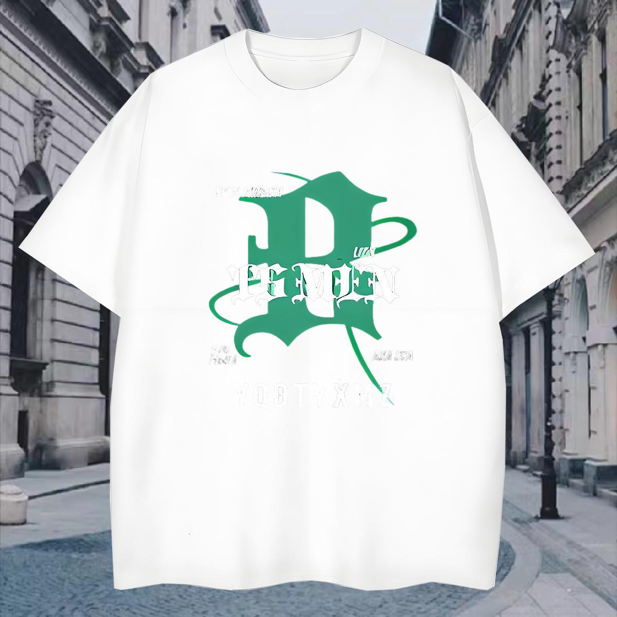 Soft T Shirts Men 230g 100% Cotton letter High Street Hip Hop Anime Crew Neck Men Tshirts Customized Tee Shirt