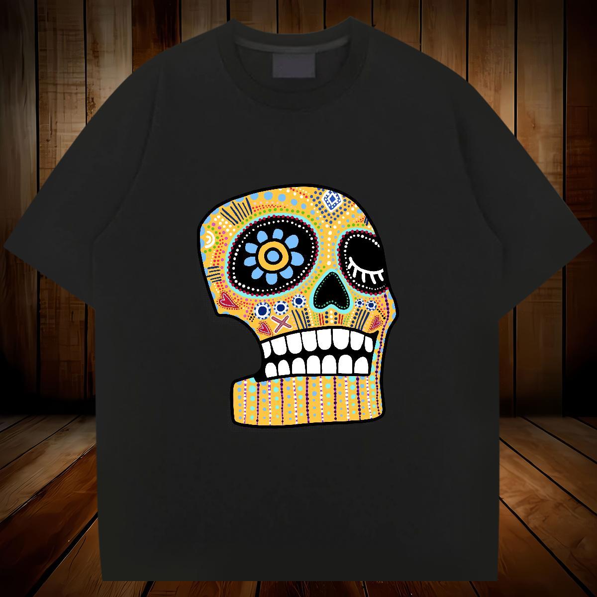 Soft Mens T Shirts 230g 100% Cotton skull Casual Beach Oversized Short Sleeve Soft Tshirts Brand Tops Tees