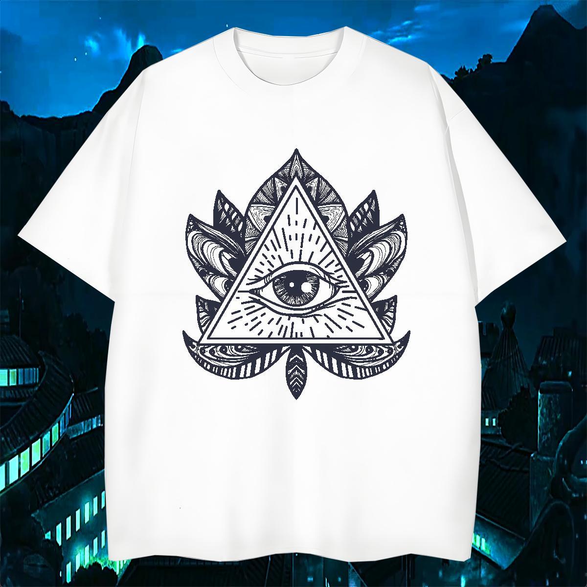 Wholesale T-Shirts for Men 230g Pure Cotton eye of the devil Casual Beach Skull O-Neck Short Sleeve Men Clothes T-Shirt Casual New Tees Shirts