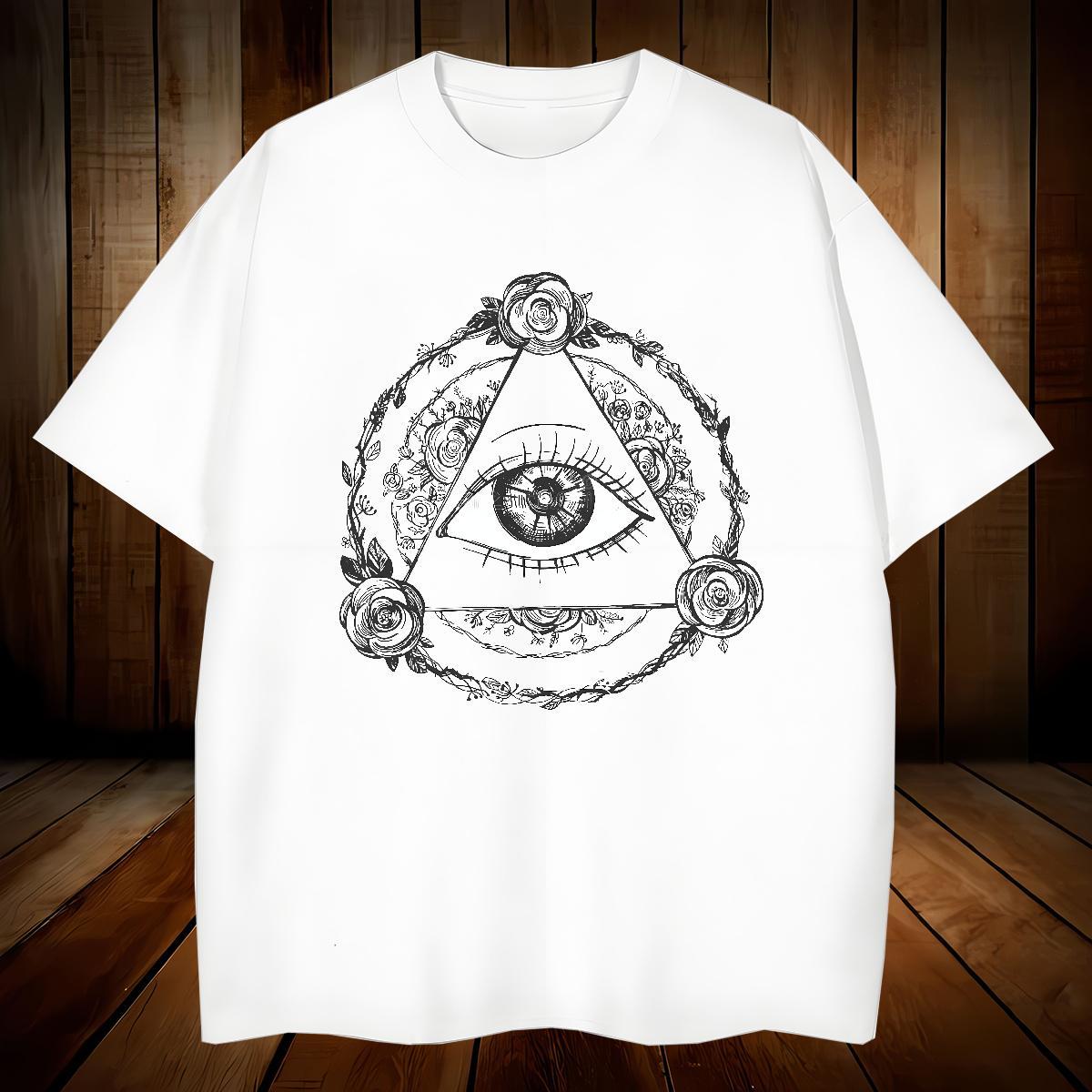 Popular T Shirts Men 100% Cotton 230g eye of the devil High Street Hip Hop Anime Print Round Neck Short Sleeve Men Tees Fashion New Tops