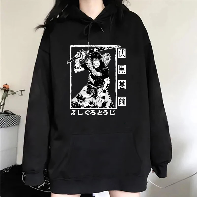 Anime Fushiguro Toji Print Hooded Fashion Women Sweatshirt Long Sleeve Casual Tops Harajuku Sweatshirt 240824