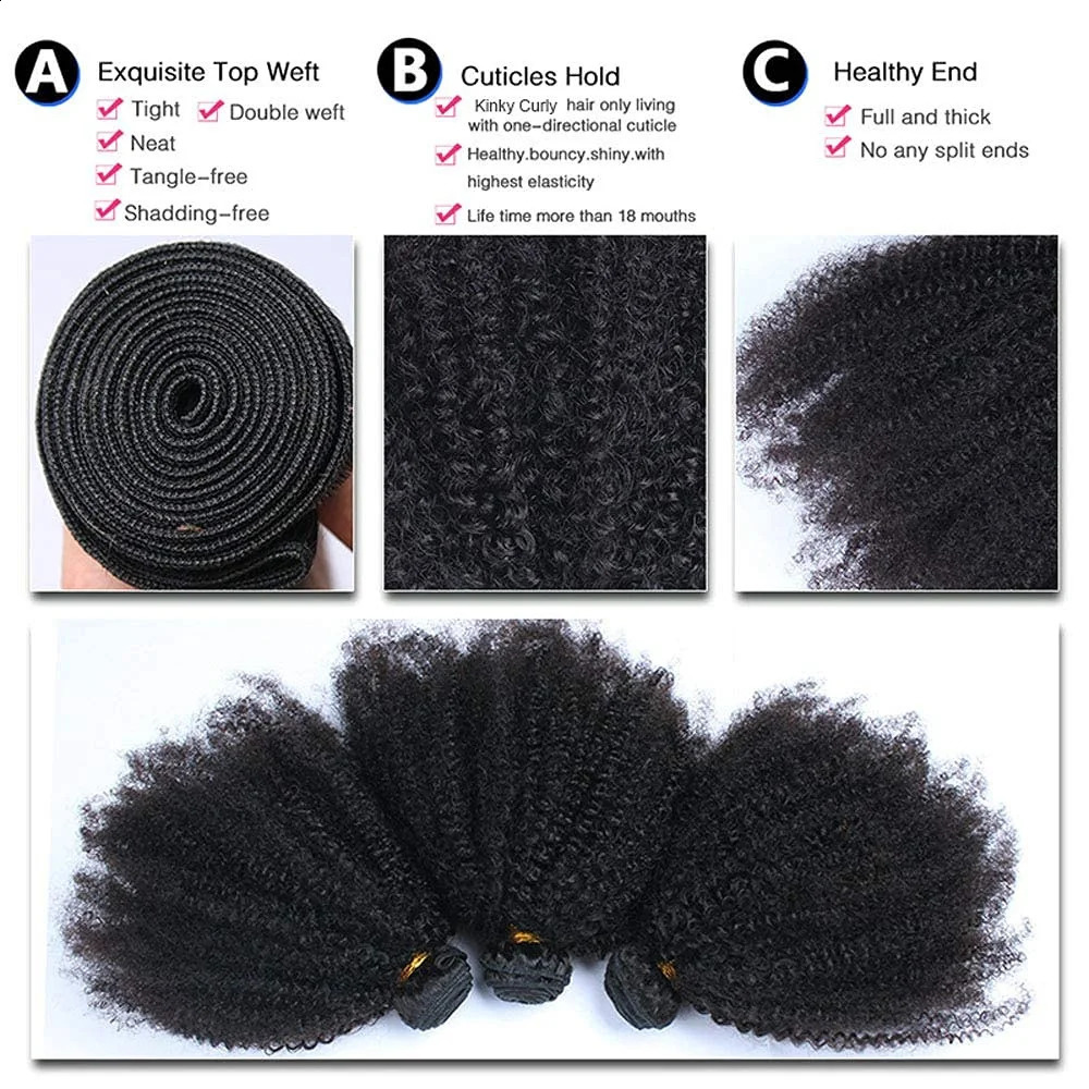 African Twisted Curled Human Hair Bundle Brazilian Velvet Natural Fluffy American Knitted Cheveux Loose 240801