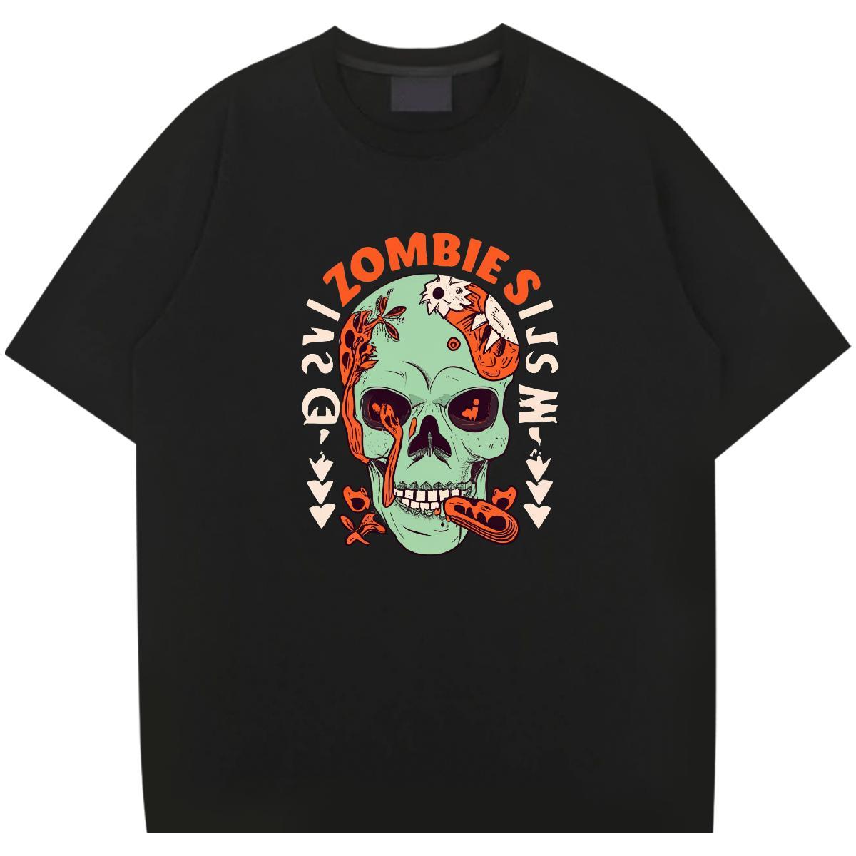 Soft T Shirt For Man 230g Pure Cotton skull Anime Printing Street DIY Anime Short Sleeve Soft Tshirts Casual New Tops