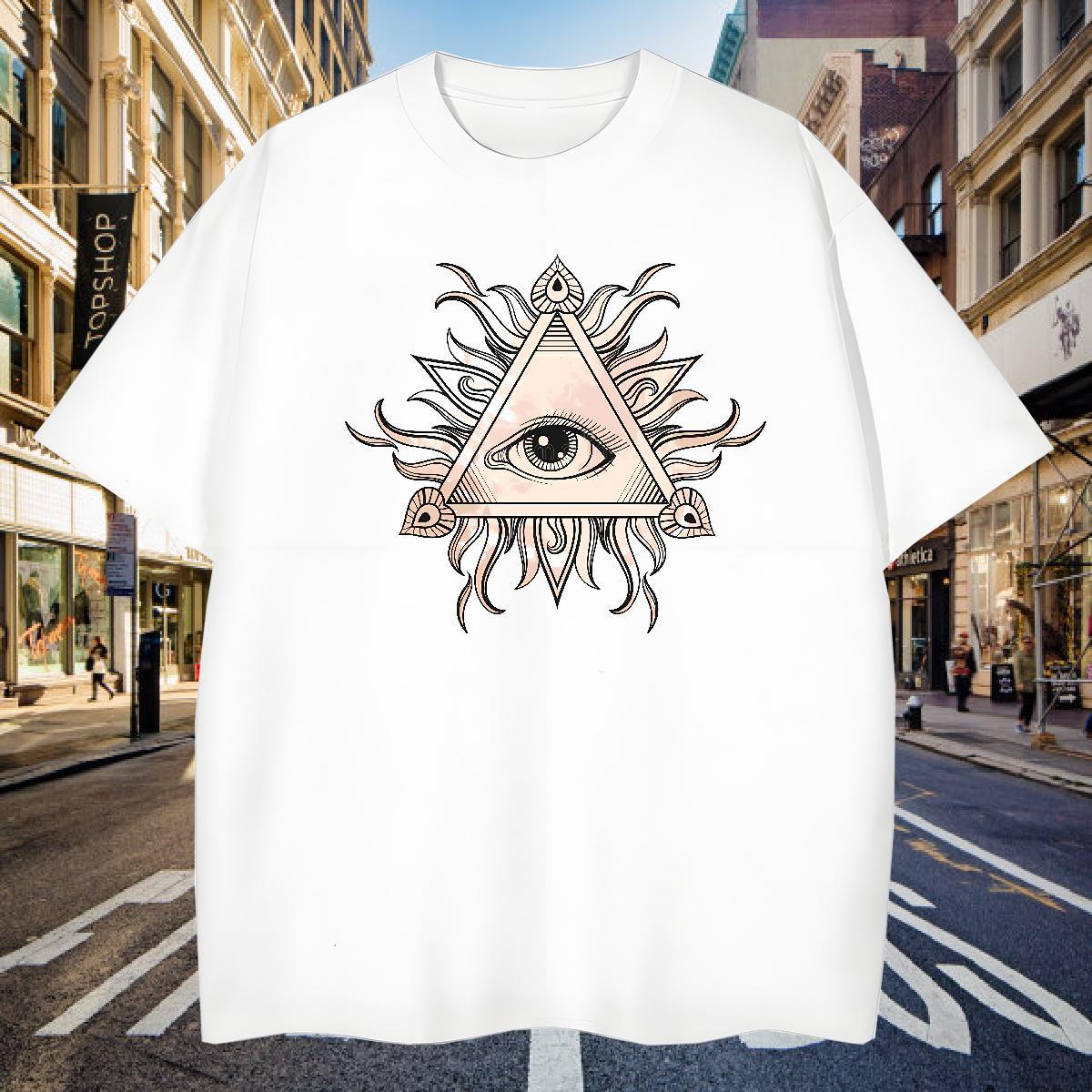 Cool Men T Shirts 100% Cotton 230g eye of the devil Street Wear Oversized Breathable Short Sleeve Tshirt for Man Woman Wholesale Clothings