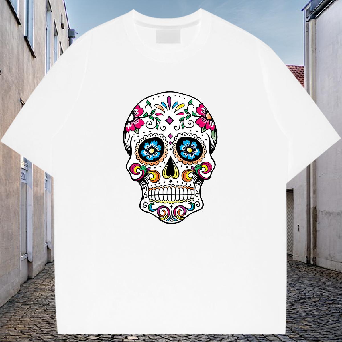 Classic T Shirt For Man 100% Cotton 230g skull Sport Cartoon Printing L-4XL Round Neck Short Sleeve Mens Tshirts Free Shipping Clothes