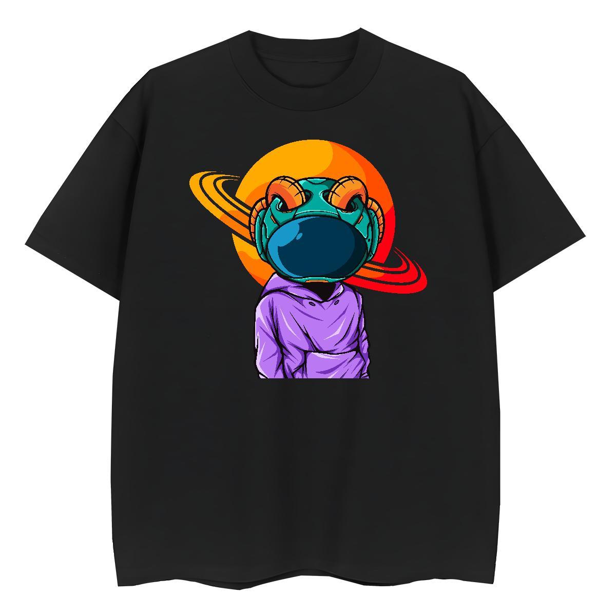 Loose Unisex Tshirts 230g Cotton universe Street T Shirt For Woman Crew Neck Custom Cartoon Tees Shirts