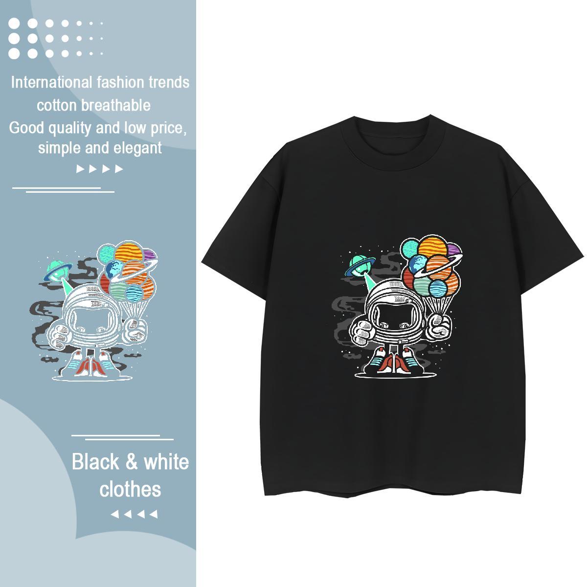 Loose Tshirt for Man Woman 230g 100% Cotton universe Casual Daily Wear T-Shirts Breathable Soft White Plus Size Tops