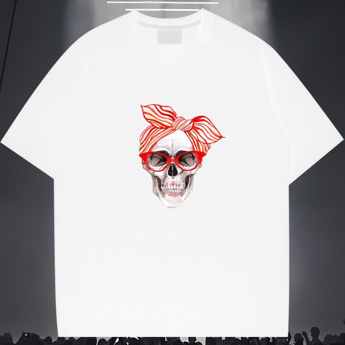 Classic T shirt 230g 100% Cotton skull Spring Summer DIY Short Sleeve O-Neck Men Tees Classic Casual Tees Shirts