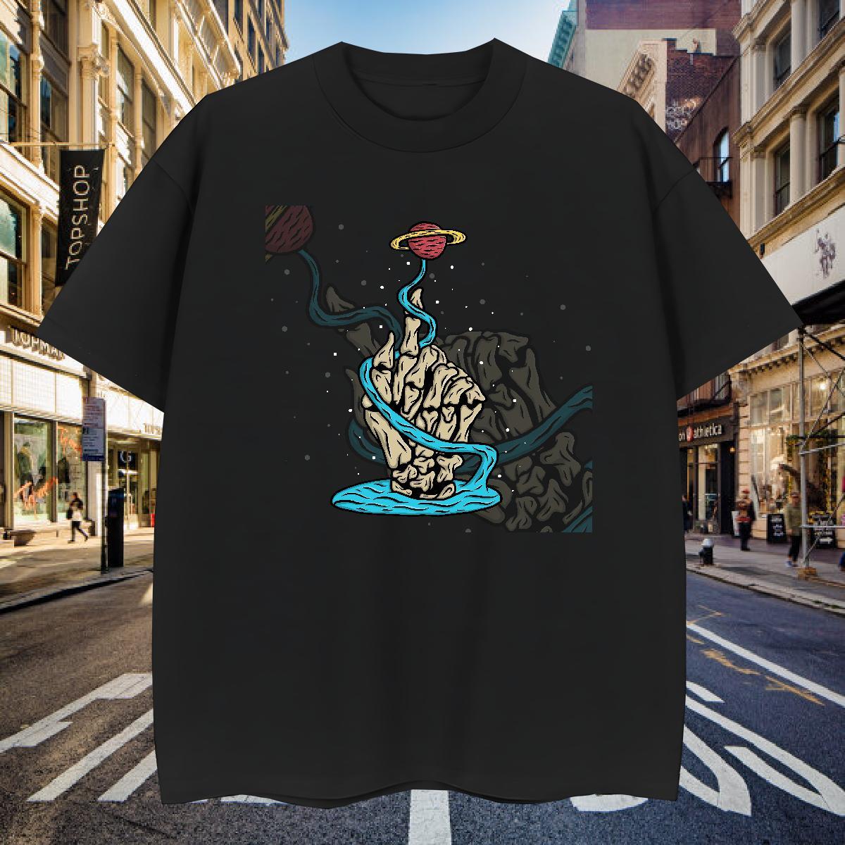 Classic Man T Shirts 230g Pure Cotton skull Summer Casual Cartoon Printing L-4XL Short Sleeve O-Neck Tshirt for Man Woman Classic Casual Tops