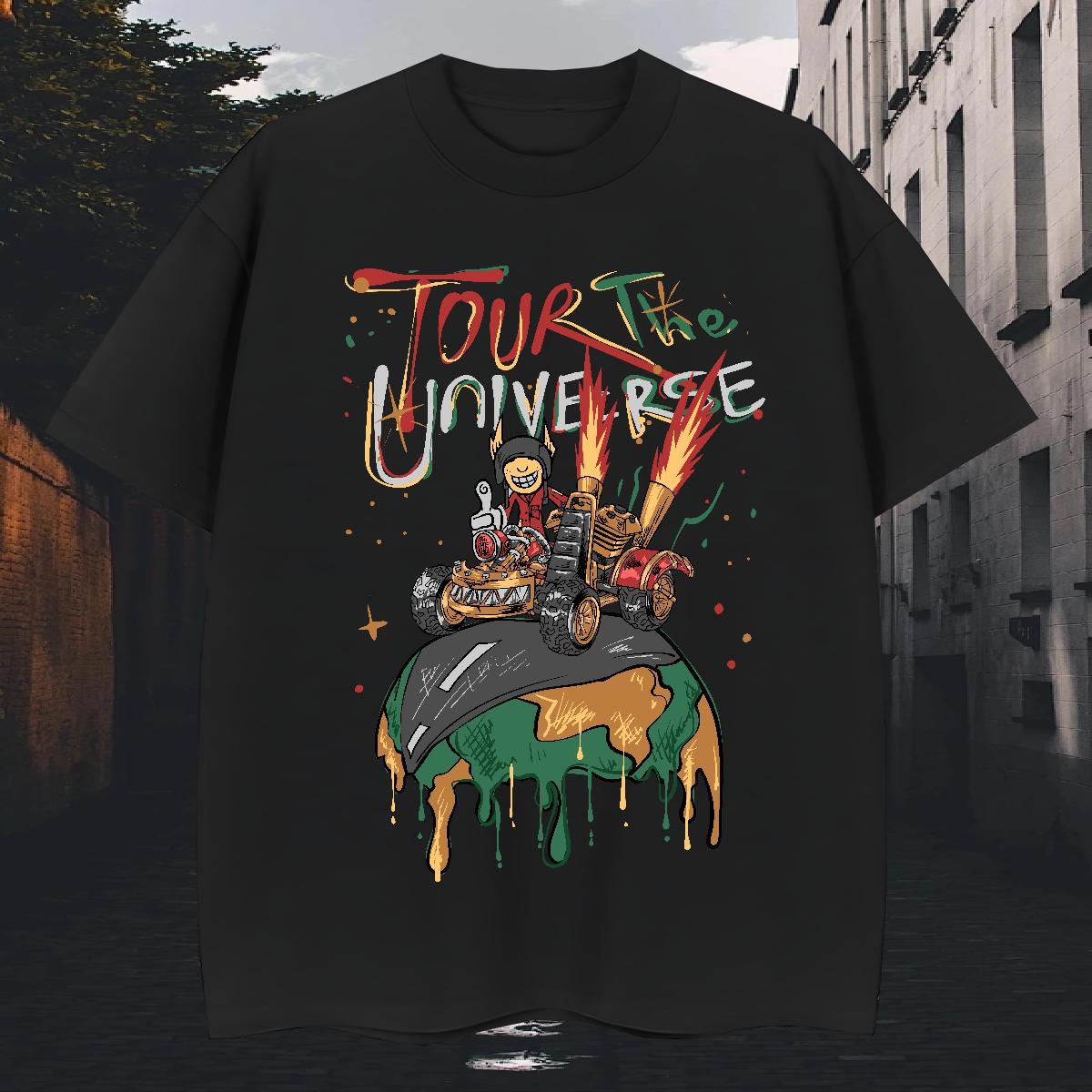 Popular T-Shirts for Men 230g 100% Cotton ET Home Outdoor Floral Print Breathable Crew Neck Men Tshirts DIY Customized Tops Shirt