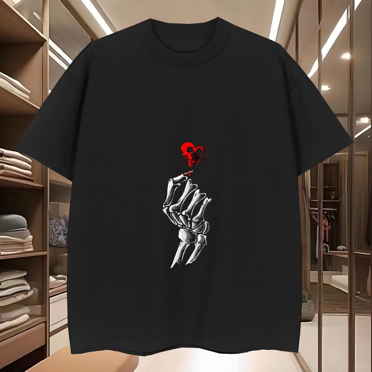 Classic T shirt 230g Pure Cotton skull Street Plus Size Cartoon Breathable Crew Neck Men Tees 2024 Designer Tees Shirts