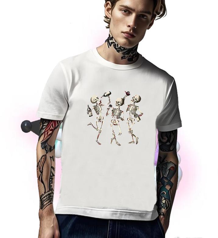 Brand Men T Shirts 230g 100% Cotton skull Spring Summer Custom Cartoon Crew Neck Breathable Men Clothes T-Shirt Customized Polos