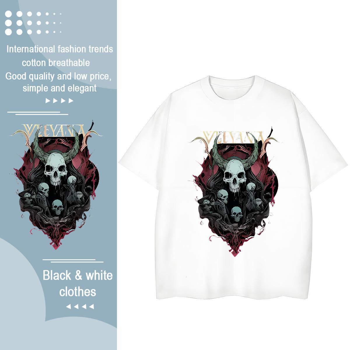 Loose Mens T Shirts 100% Cotton 230g skull Outdoor Custom Print Plus Size Breathable Crew Neck Tshirts Designer Fashion Tee Shirt