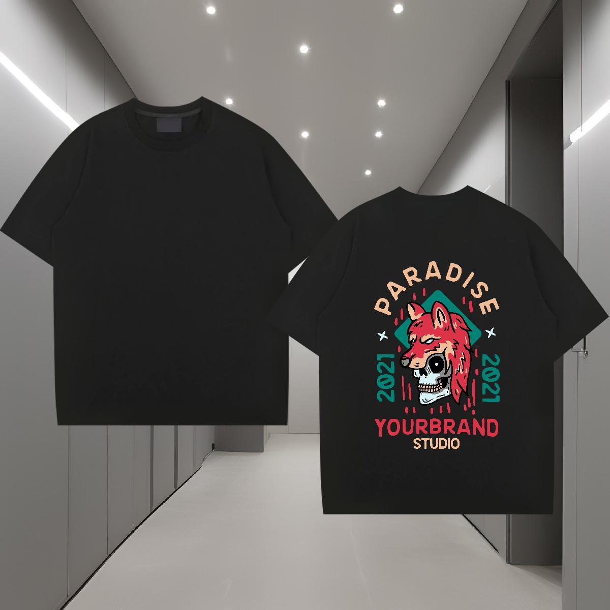 Soft T-Shirts for Men 230g Cotton skull Beach Custom Printed Crew Neck Breathable Men Tees New Tops Tees