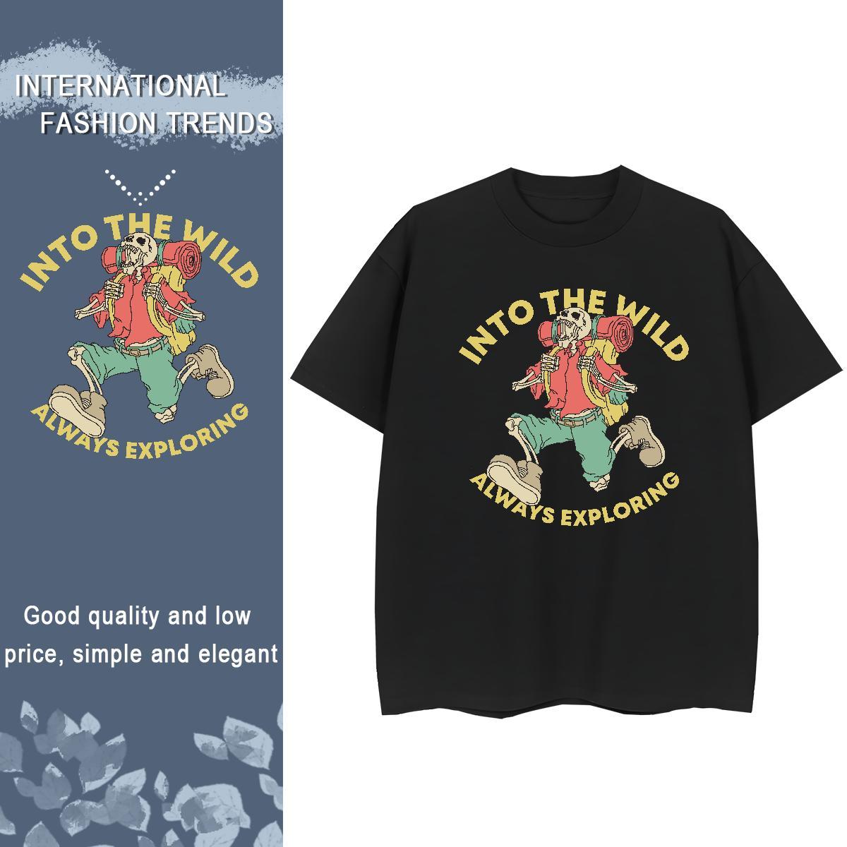 Loose Men T Shirts 230g Cotton skull Daily Outfit Floral Print Breathable Men Tshirts Designer Wear
