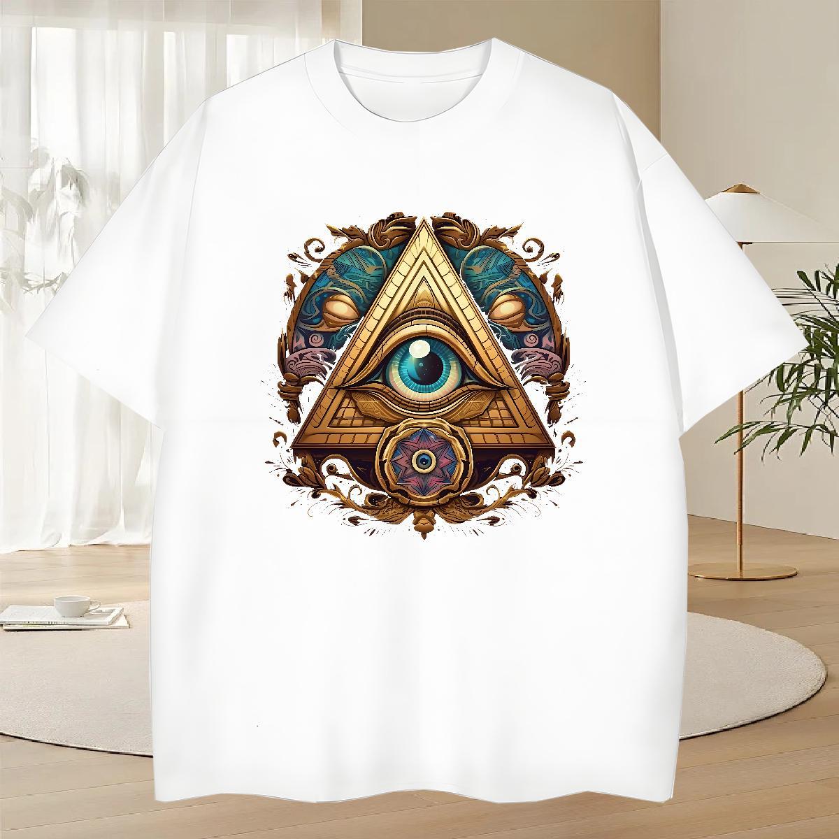 High Quality T Shirt For Man 100% Cotton 230g eye of the devil Outdoor DIY Printed Breathable Soft Tshirts Fashion Tops Shirt