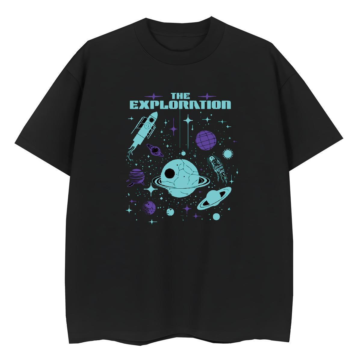 Loose fit Couples T Shirts 100% Cotton 230g planet Daily Wear T-Shirts Short sleeve Soft Plus Size Custom Tops Tees