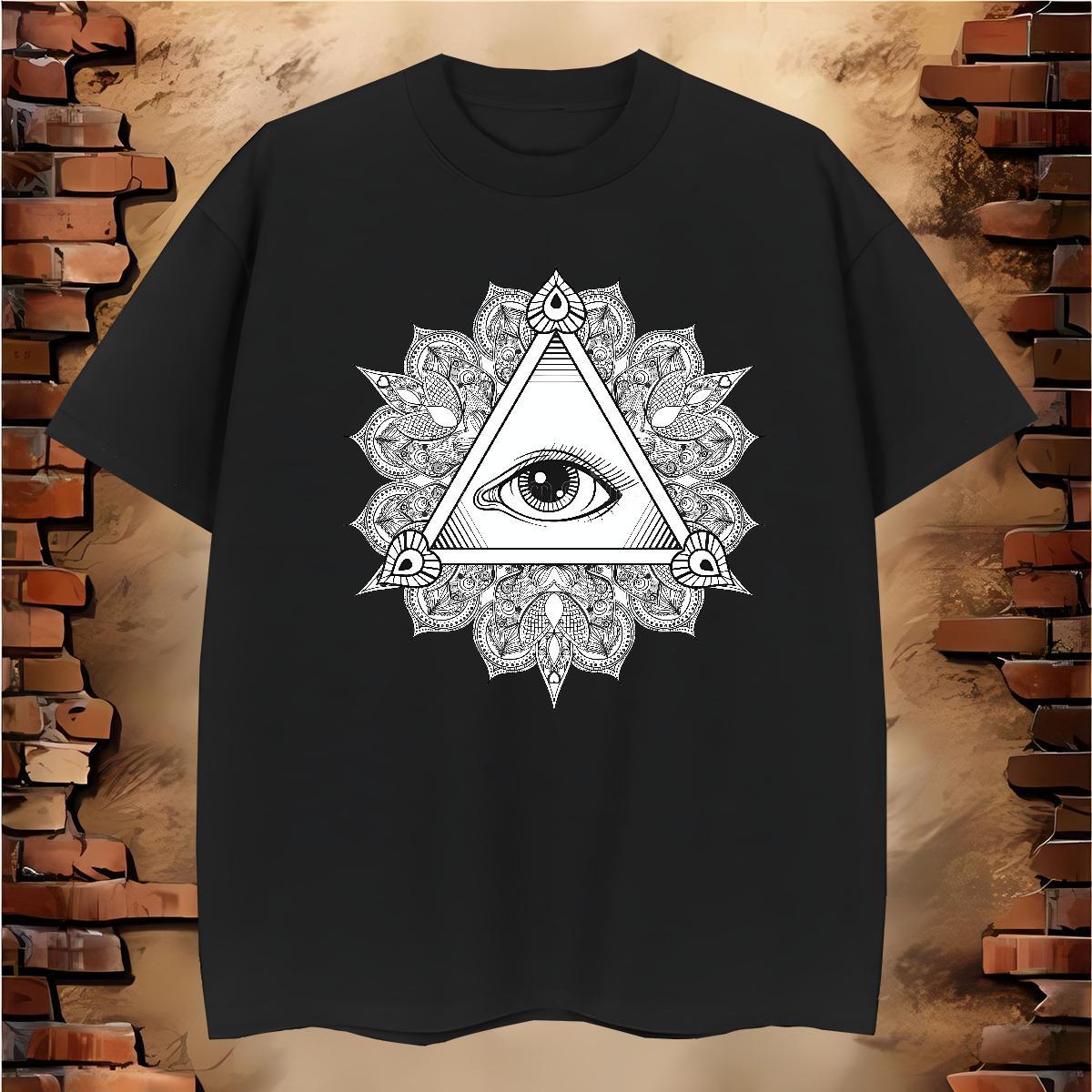 Cool T-Shirts for Men 230g 100% Cotton eye of the devil Beach Black White Round Neck Short Sleeve Men Tshirts Custom Tops Tees