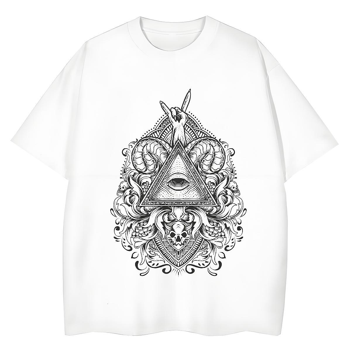 TOP Quality Men T Shirts 230g Pure Cotton eye of the devil Sport DIY Anime Short Sleeve O-Neck Tshirts Fashion New Clothings