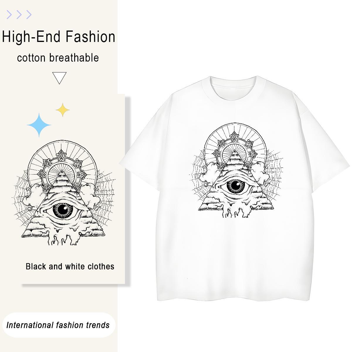 Comfortable Men T Shirts 230g 100% Cotton eye of the devil Hip Hop Street Custom Anime Short Sleeve Soft Men Clothes T-Shirt Fashion Clothings