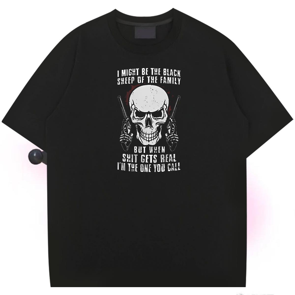 Brand T Shirt For Man 230g Pure Cotton skull Casual Daily Wear Plus Size Custom Crew Neck Breathable Mens Tshirts Fashion Clothes