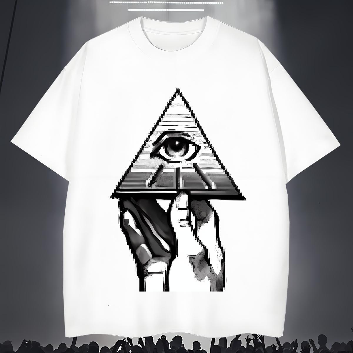 TOP Quality Men T Shirts 230g Cotton eye of the devil Hip Hop Street DIY Printed Crew Neck Breathable Couples T Shirts Stylist Tops Tees