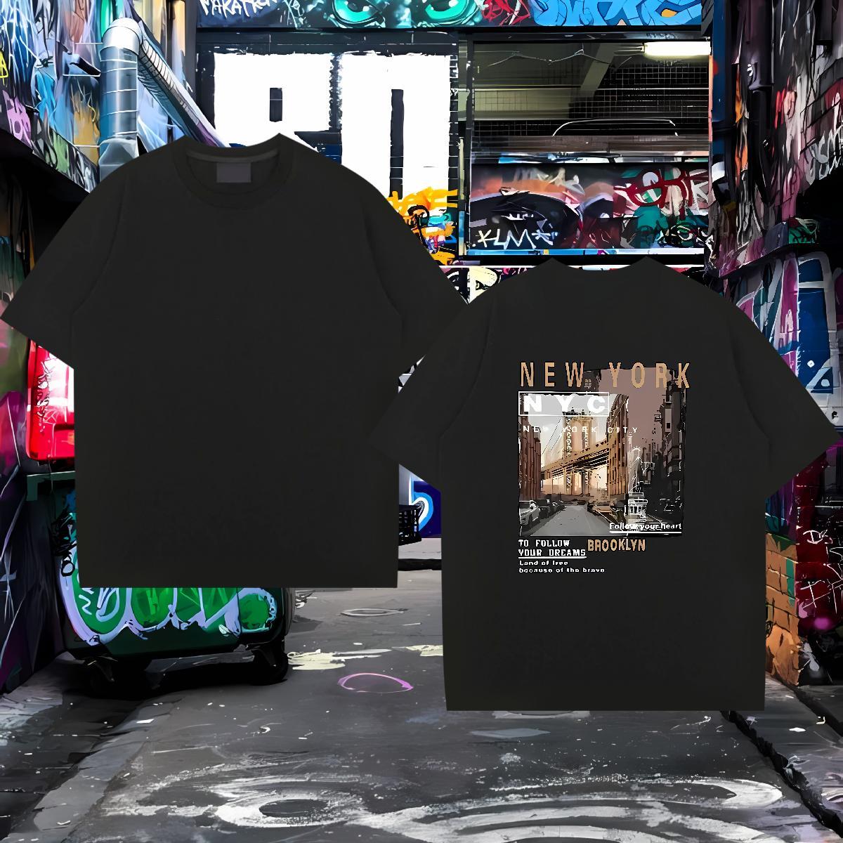 Designer Man T Shirts 100% Cotton 230g New York High Street Hip Hop Plus Size Cartoon Breathable Mens Tshirts Customized Tops