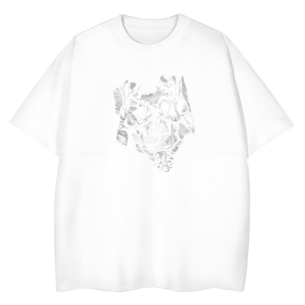 Brand Men T Shirts 100% Cotton 230g skull High Street Hip Hop Oversized Breathable Soft Tshirt for Man Woman Classic Top Tees