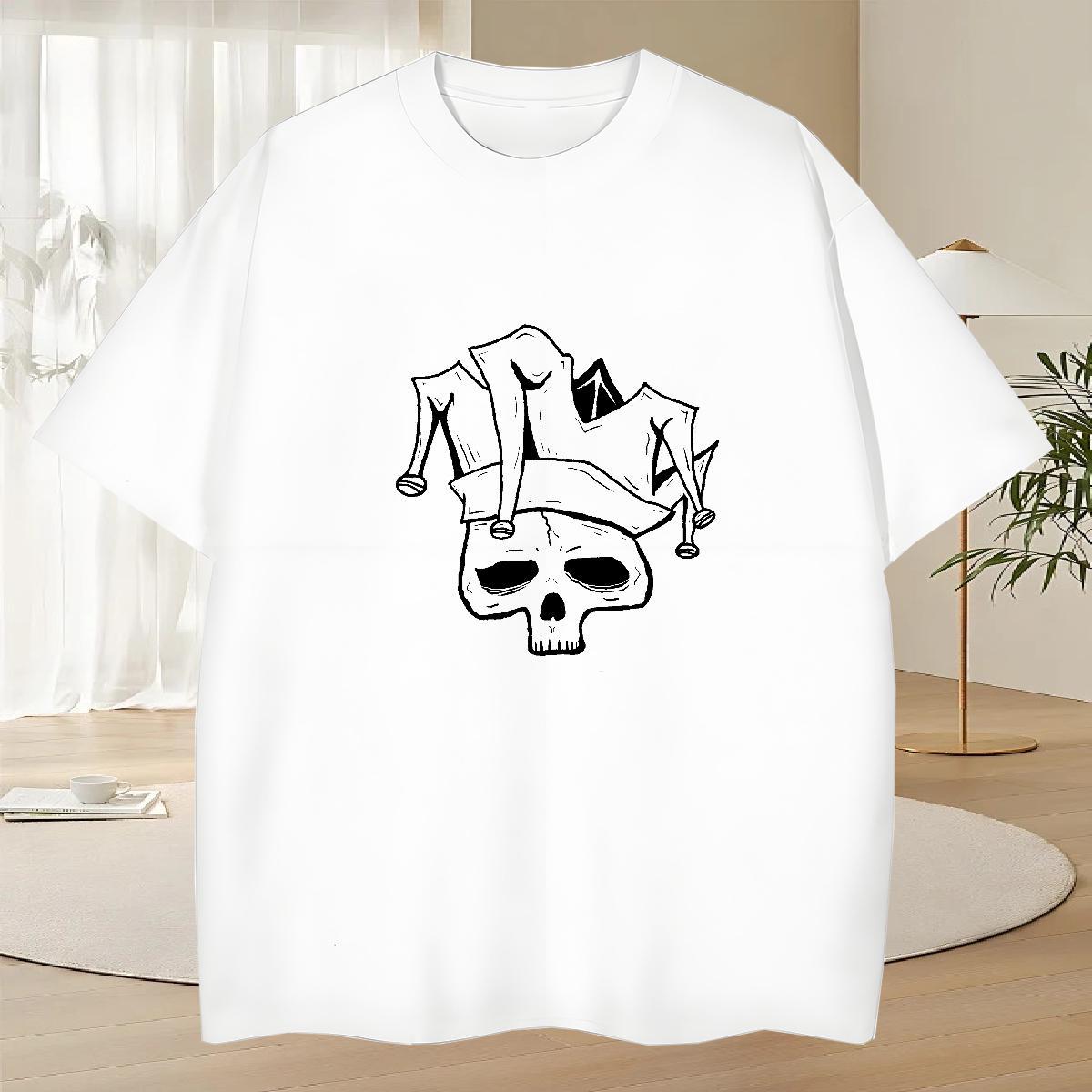 Unisex T Shirts Men 230g Cotton skull Daily Outfit Oversized 4XL O Neck Short Sleeves Men Tees Fashion Tee Shirt