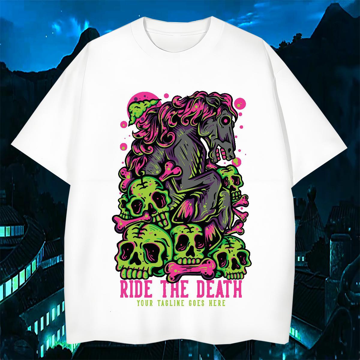 Unisex Mens T Shirts 230g Cotton skull Sports Casual DIY O Neck Short Sleeves Couples T Shirts Fashion New Wear