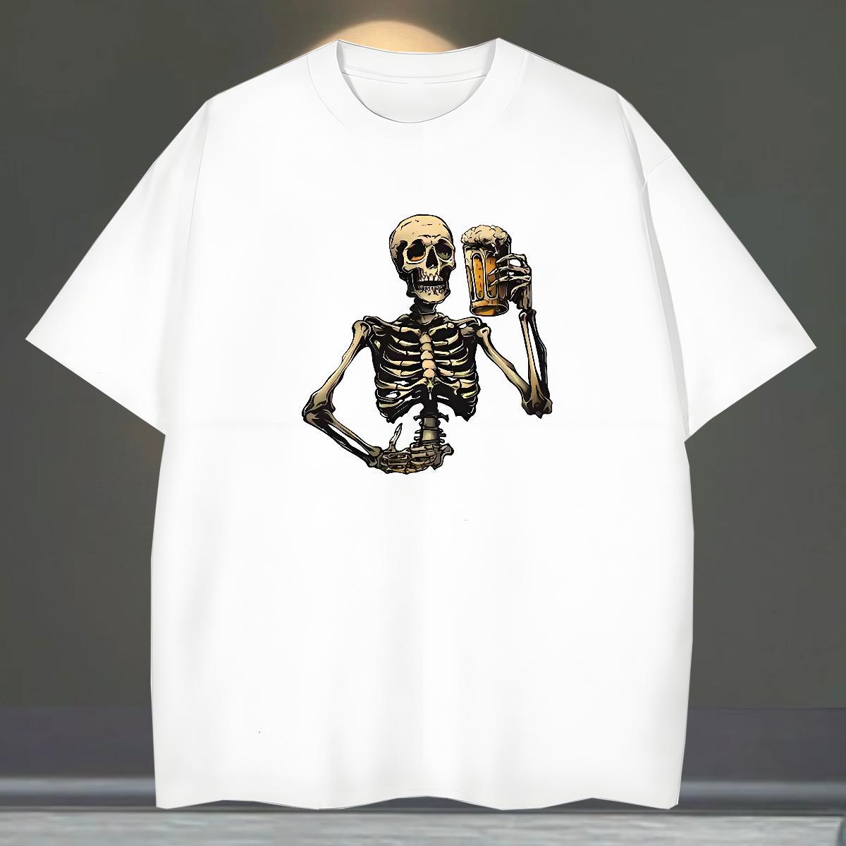 Loose Fit Man T Shirts 230g Cotton skull Spring Summer Custom Print Oversized Breathable Short Sleeve Men Tees Customized Clothes