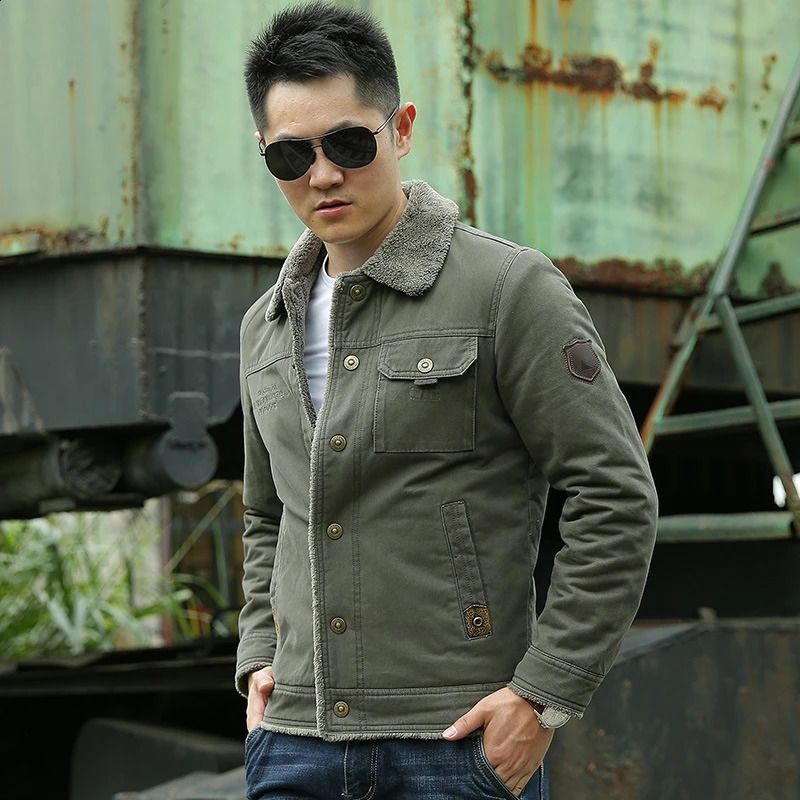 casual denim cotton jacket mens autumn and winter loose vertical collar zipper button wool Chaquetas Hombre 240824