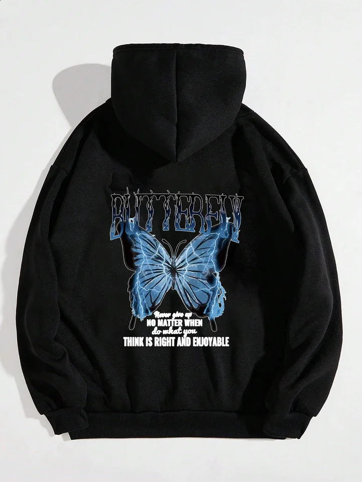 Hoodie Beautiful Butterfly Printed Hoodie Sweatshirt Casual Sweet Beauty Fashion Creative back printing Top 240824