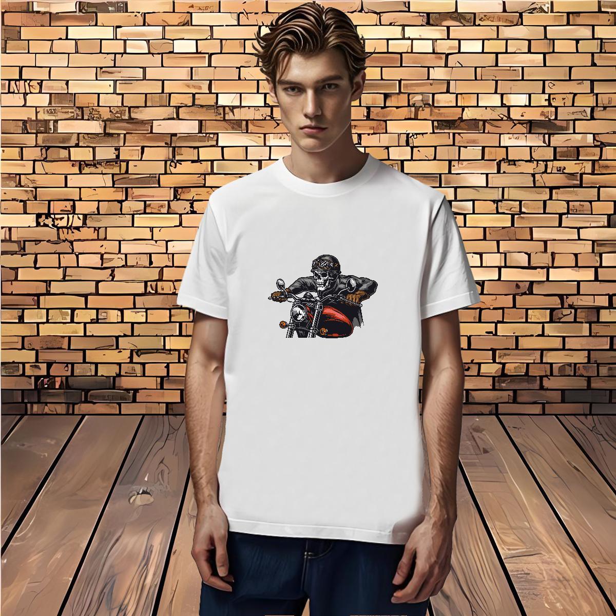 High Quality T Shirt For Man 230g Cotton skull Daily Outfit Black Oversized Short Sleeve Soft Tshirts 2024 Summer Wear