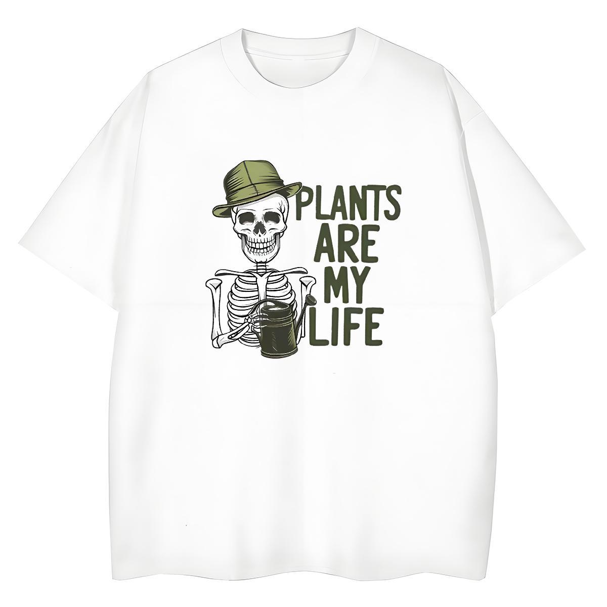 Loose T Shirt For Man 100% Cotton 230g skull Sports Casual Anime Round Neck Short Sleeve Men Tops Tees DIY Wear