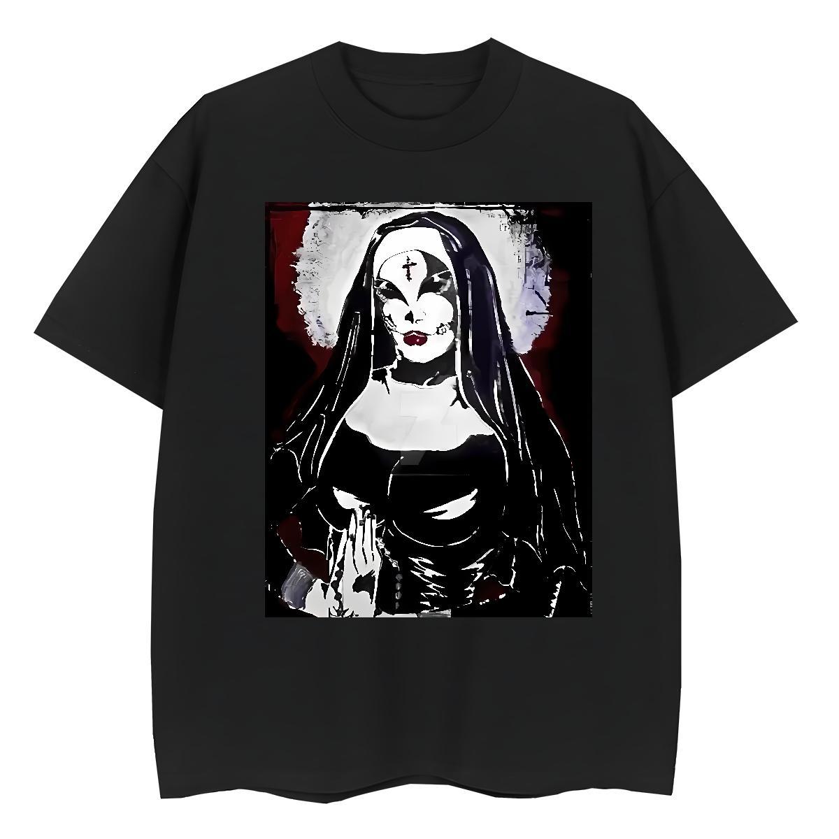 Nice Woman Tshirt 230g Pure Cotton nun Street Wear T Shirts Women O-Neck Short Sleeve Black Oversized Clothings